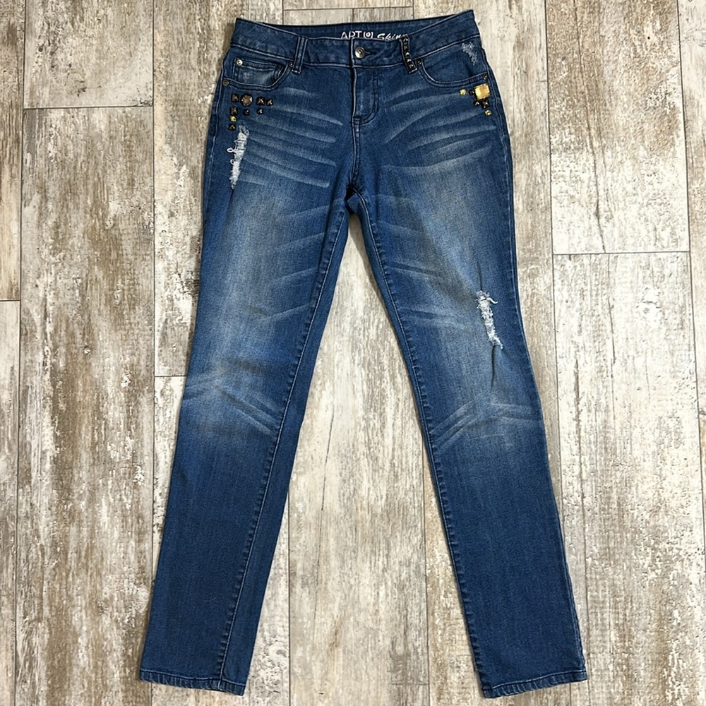 Apt. 9 Maxwell fit skinny jeweled and distressed jean